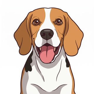 The same beagle drawn as cartoon