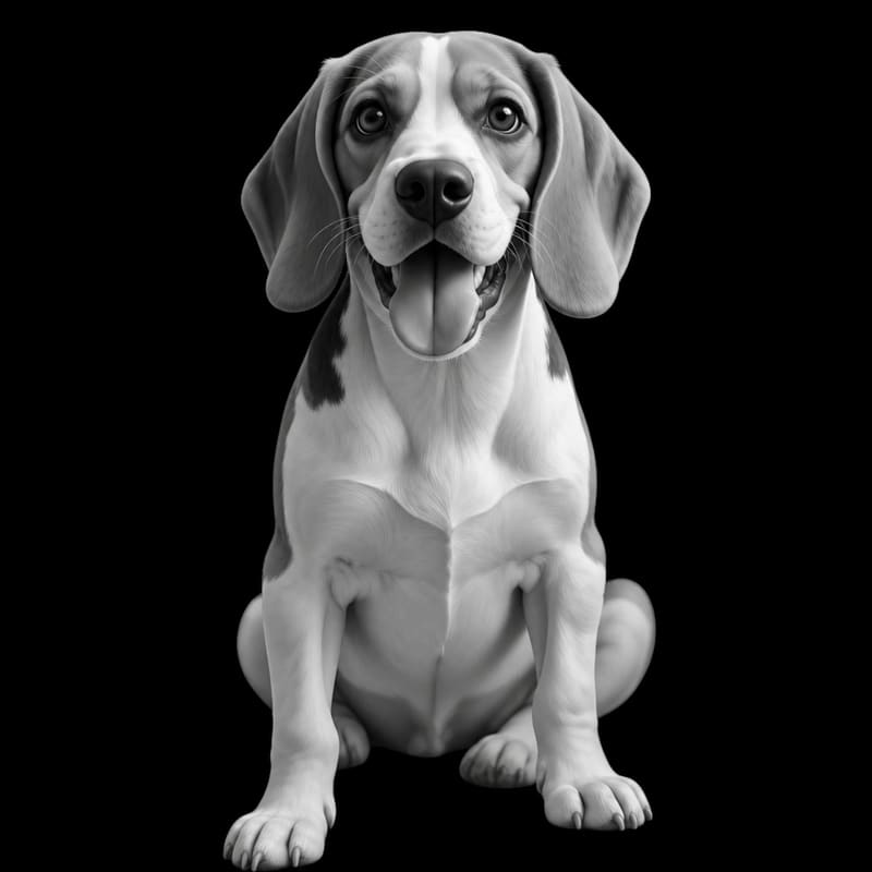 A photo of a beagle redrawn by MakerWizard in the Depth map (3D) style