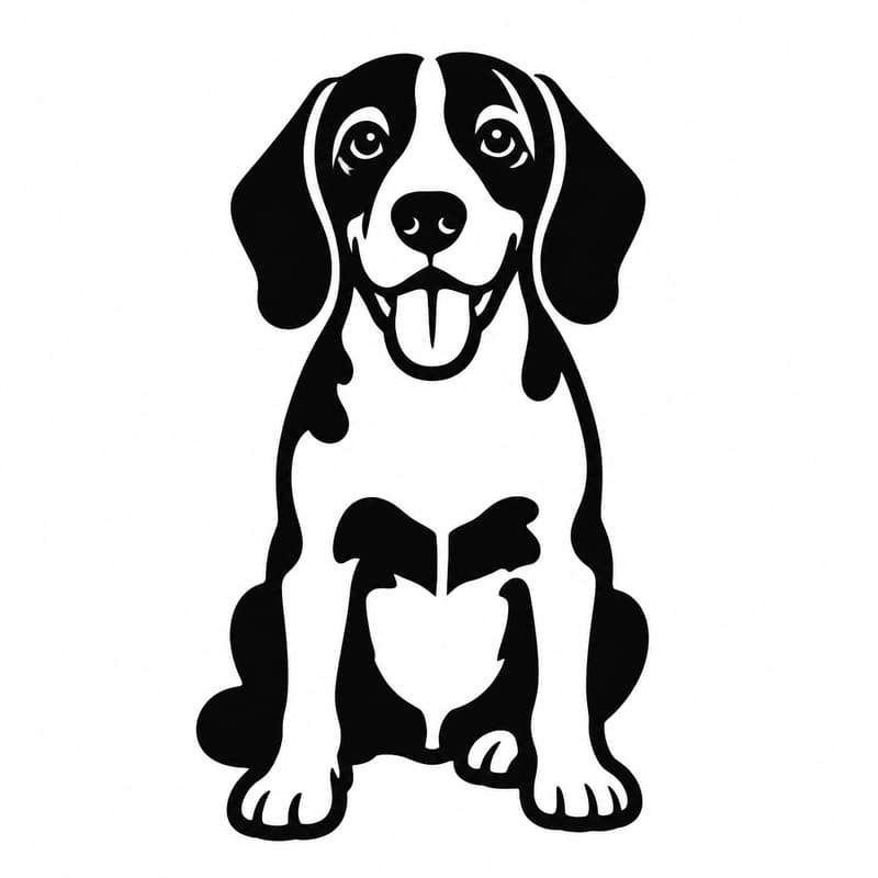 A photo of a beagle redrawn by MakerWizard in the Chunky keychain style