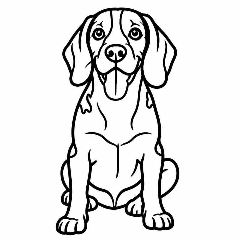 A photo of a beagle redrawn by MakerWizard in the Bold line art style