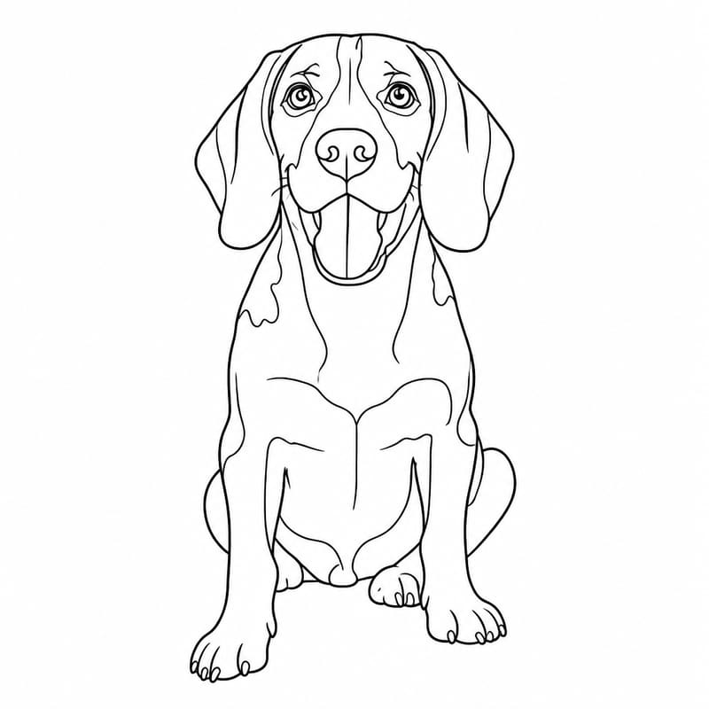 A photo of a beagle redrawn by MakerWizard in the Fine line style