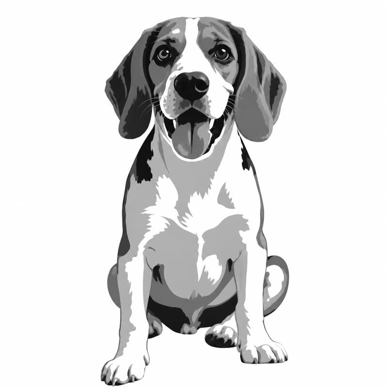 A photo of a beagle redrawn by MakerWizard in the Poster style
