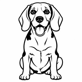 A photo of a beagle redrawn by MakerWizard in the Pet portrait lines style