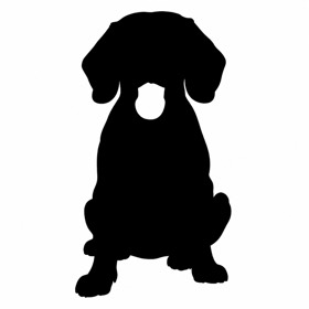 A photo of a beagle redrawn by MakerWizard in the Silhouette style