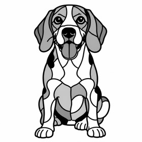 A photo of a beagle redrawn by MakerWizard in the Stained glass style