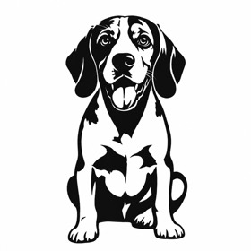 A photo of a beagle redrawn by MakerWizard in the Stencil style